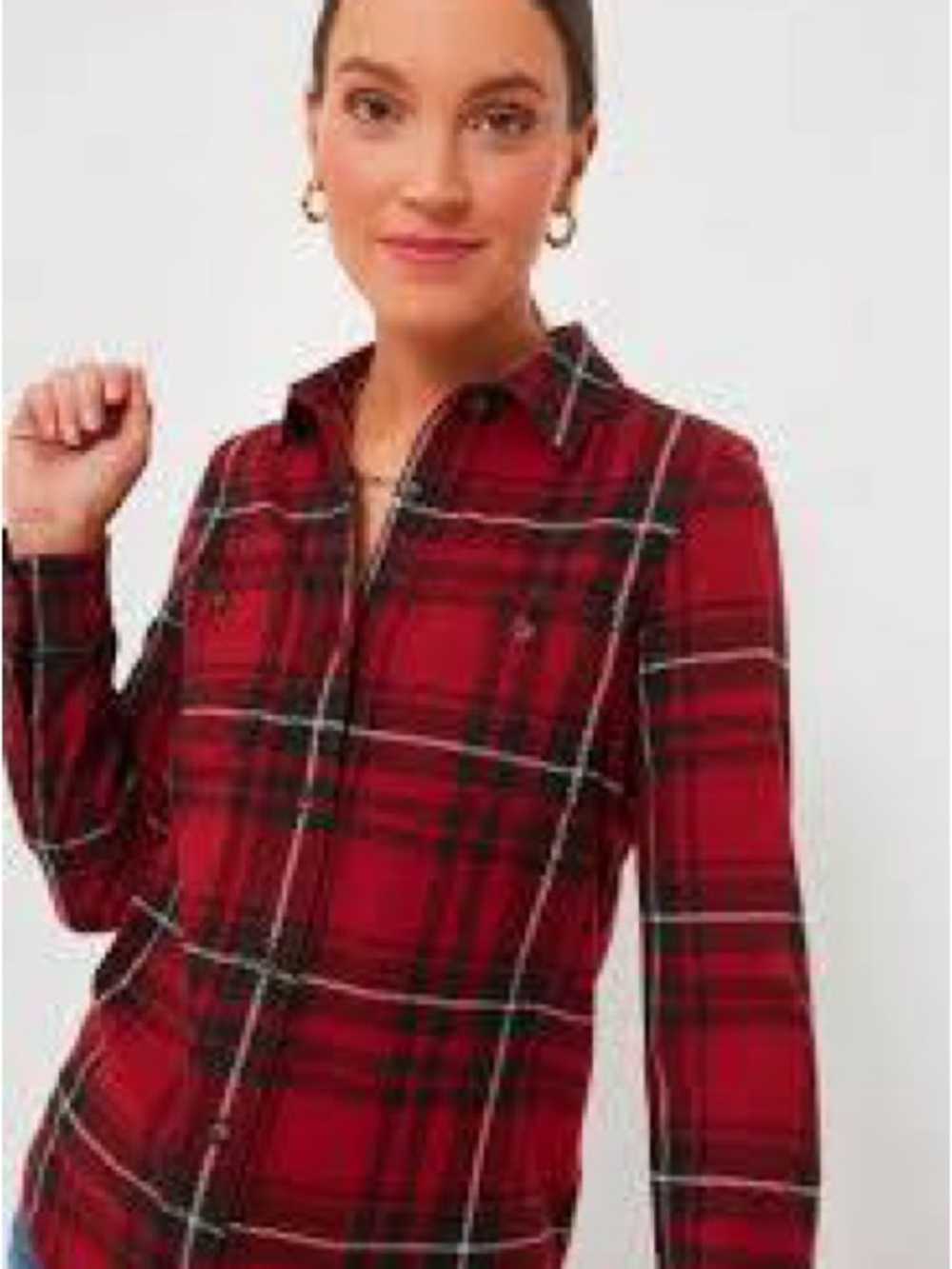 FAHERTY Legend Red Plaid Button-Front Flannel Shirt - Women's. XS